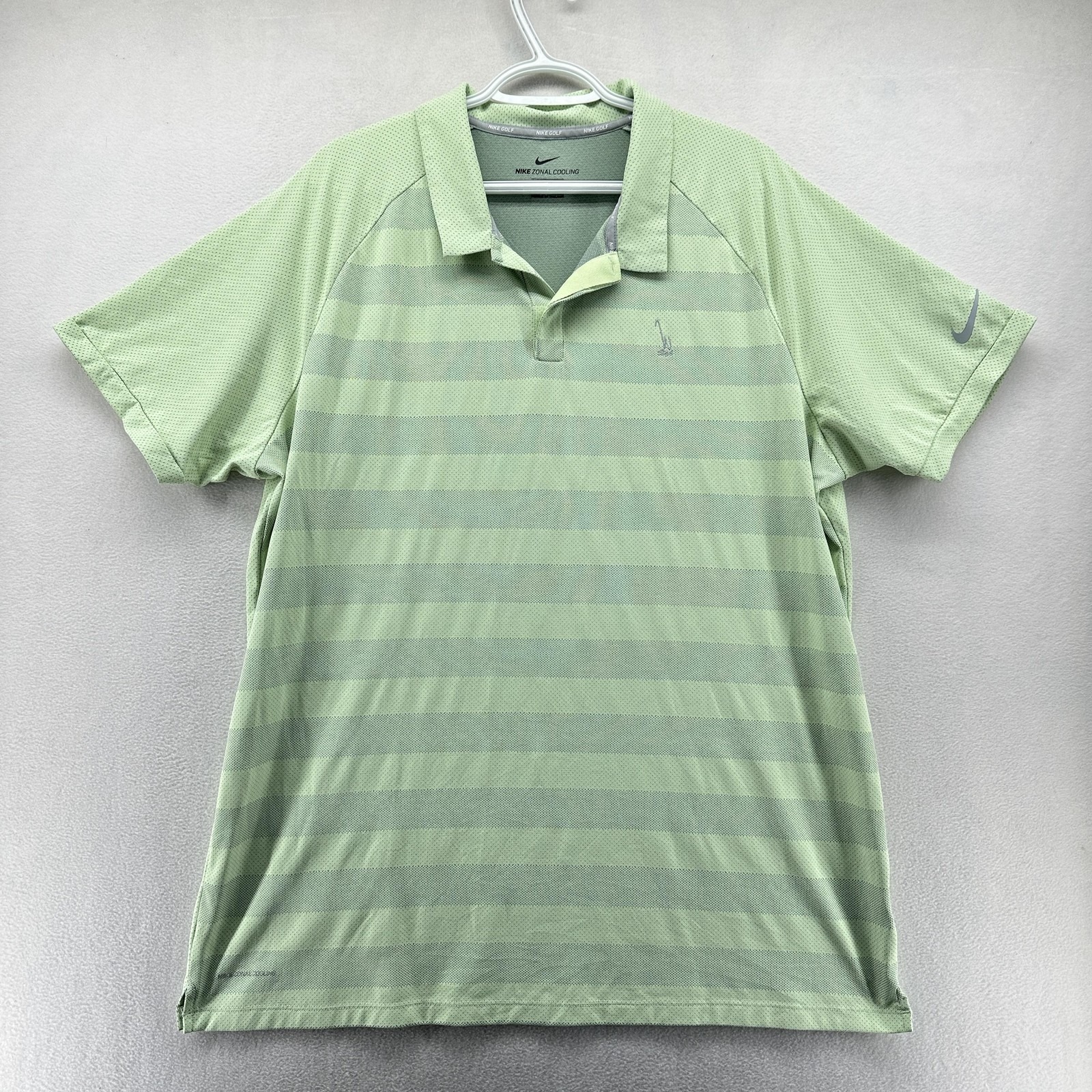 Nike Golf Zonal Cooling Polo Shirt Mens Xl Green Striped Performance Golf